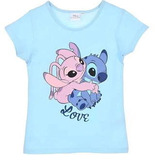 Dívčí tričko s krátkým rukávem LOVE Stitch světle modré